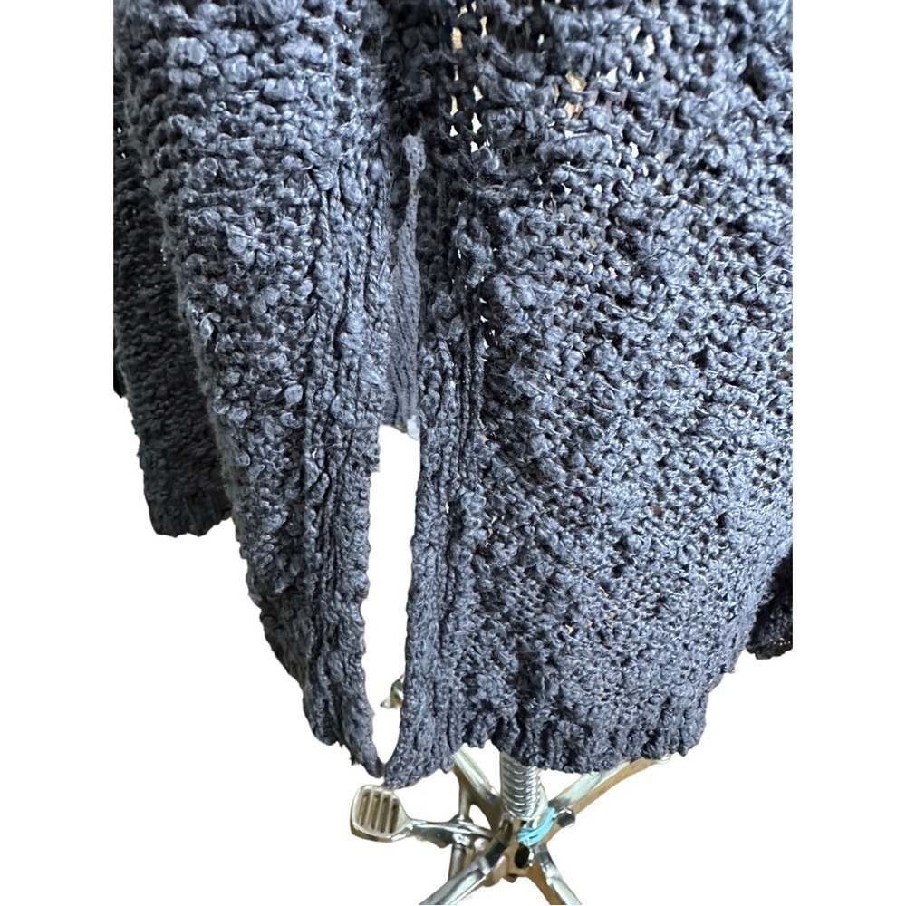 Anthro Knitted & Knotted Charcoal Pocket Cotton Blend Open Front Cardigan XS - Picture 7 of 10